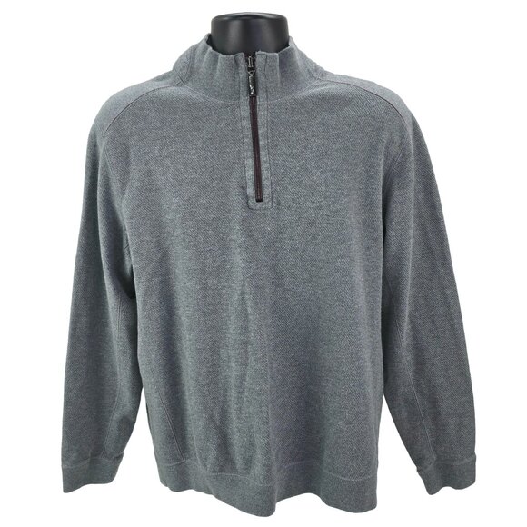 Tommy Bahama Sweater Men's Large Gray Reversible 1/4 Zip Casual Relax Golf Dad - Picture 2 of 6